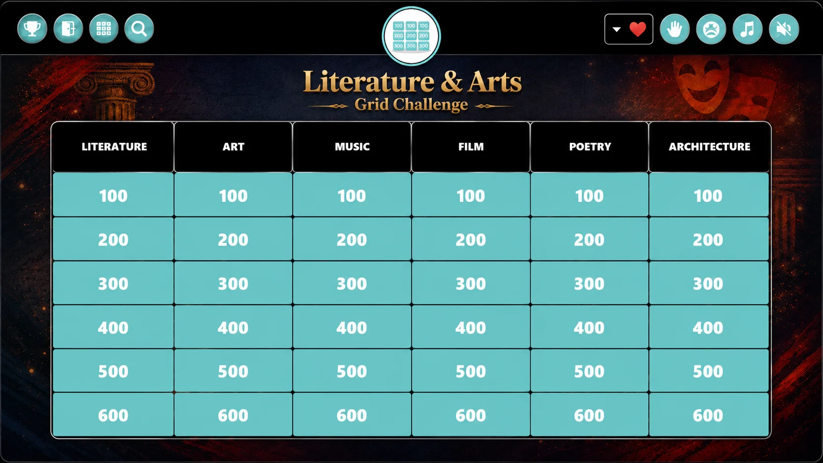 TriviaMaker game show style board