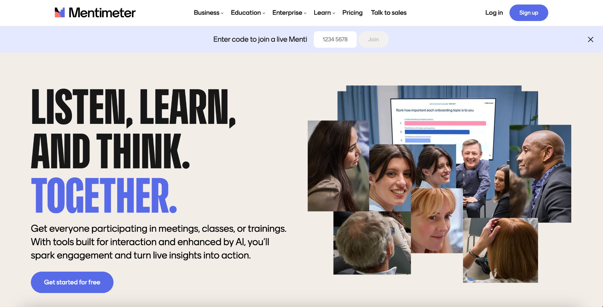 Mentimeter homepage